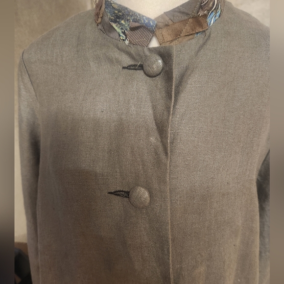 🐕Marylou Ozbolt-Storer Folk Artist Linen Boho Jacket M EUC HOST PICK ♥️ - Picture 8 of 9